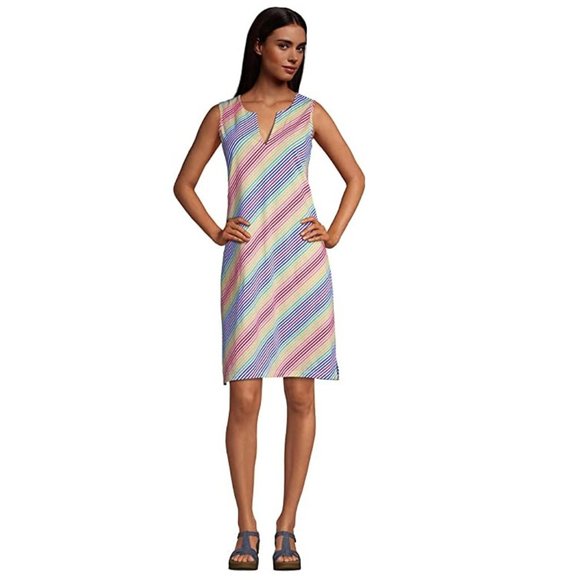 NWT Lands' End Women's Sleeveless Cotton Jersey Swim Cover-Up Size XS $80 JK361 - Picture 1 of 2